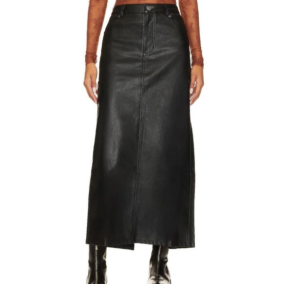 Free People Dresses & Skirts - Free People City Slicker Faux Vegan Leather Maxi Skirt in Black - 0 NEW